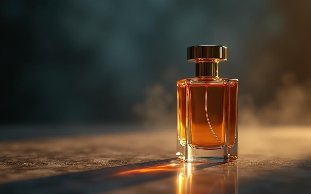 Luxurious perfume bottle on an elegant background